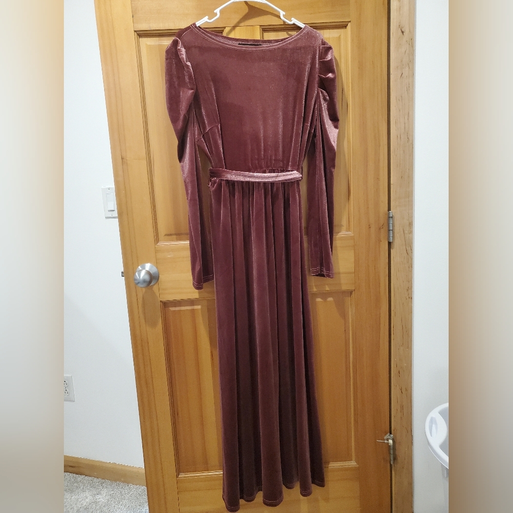 Zesica Mauve Pink Velvet Long Sleeve Dress Size L
